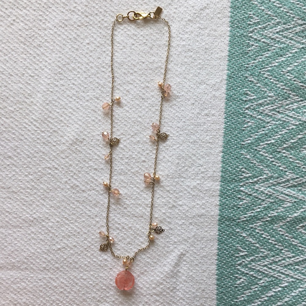 Pretty pink beaded chain necklace