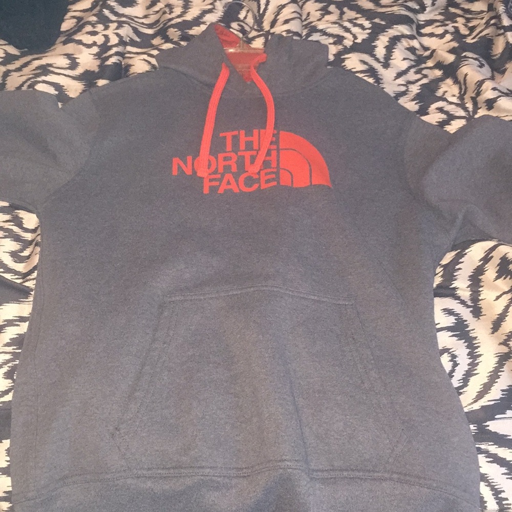 North face orange and grey hoodie