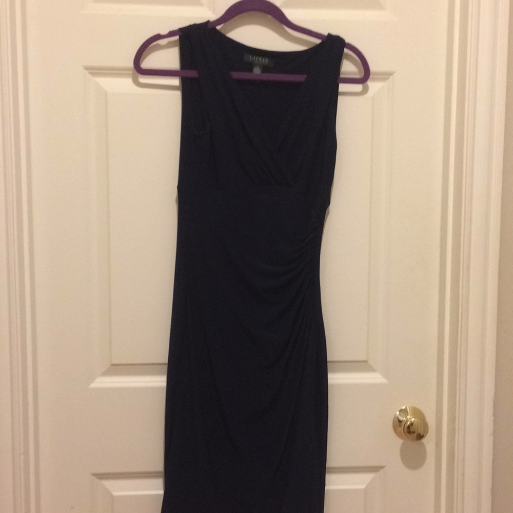 Dark blue Ralph Lauren gathered dress