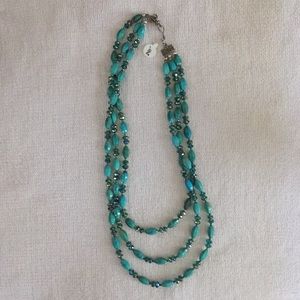 3 strand teal necklace