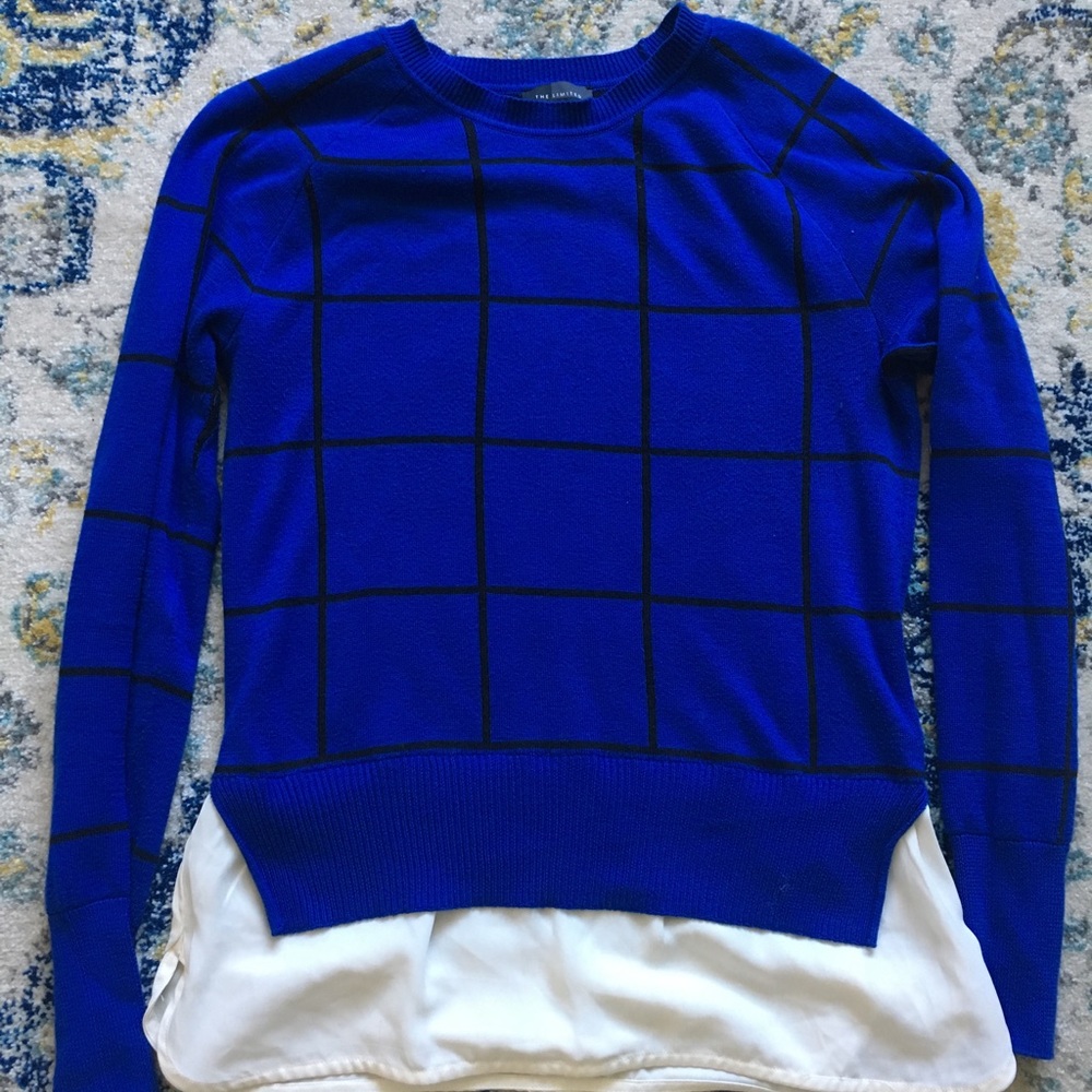The Limited cobalt blue checkered sweater