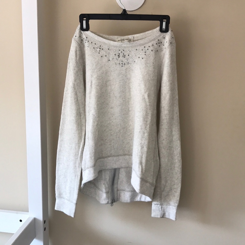 Beige-grey A&F sweater