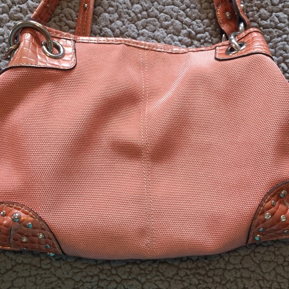 Kathy Van Zeeland Peach Shoulder Bag Large Vinyl - Picture 3 of 8