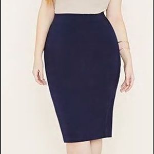Blue knit pencil skirt