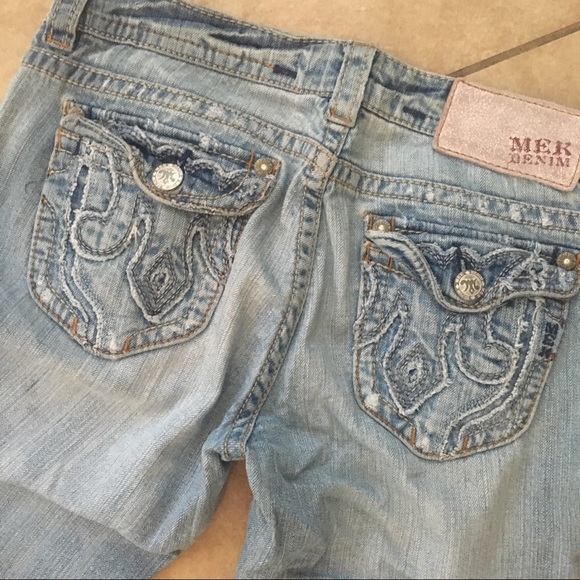 MEK bootcut lightwash denim with flap pockets. - Picture 2 of 2