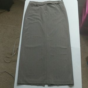 Michael Kors Maxi Pencil Skirt Brown/Gray Pinstrip