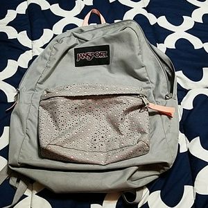 Jansport Grey and Coral Backpack, Full Size