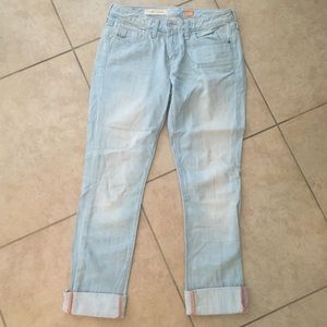Anthropologie cropped boyfriend light wash denim