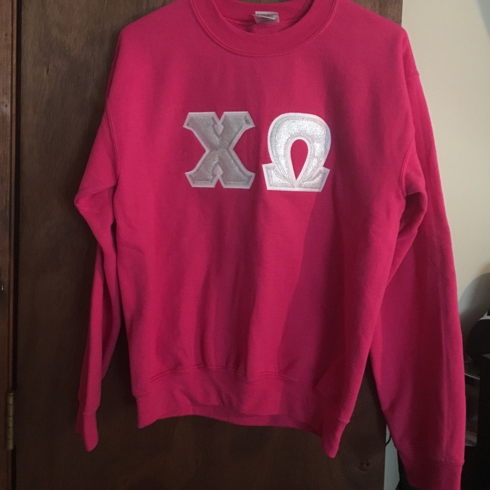 Chi omega pink crewneck- size small