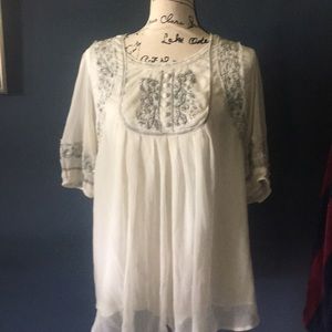 Women's 18W cream silver & gold Top Blouse