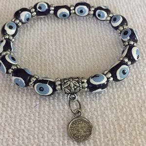 Slide on evil eye bracelet