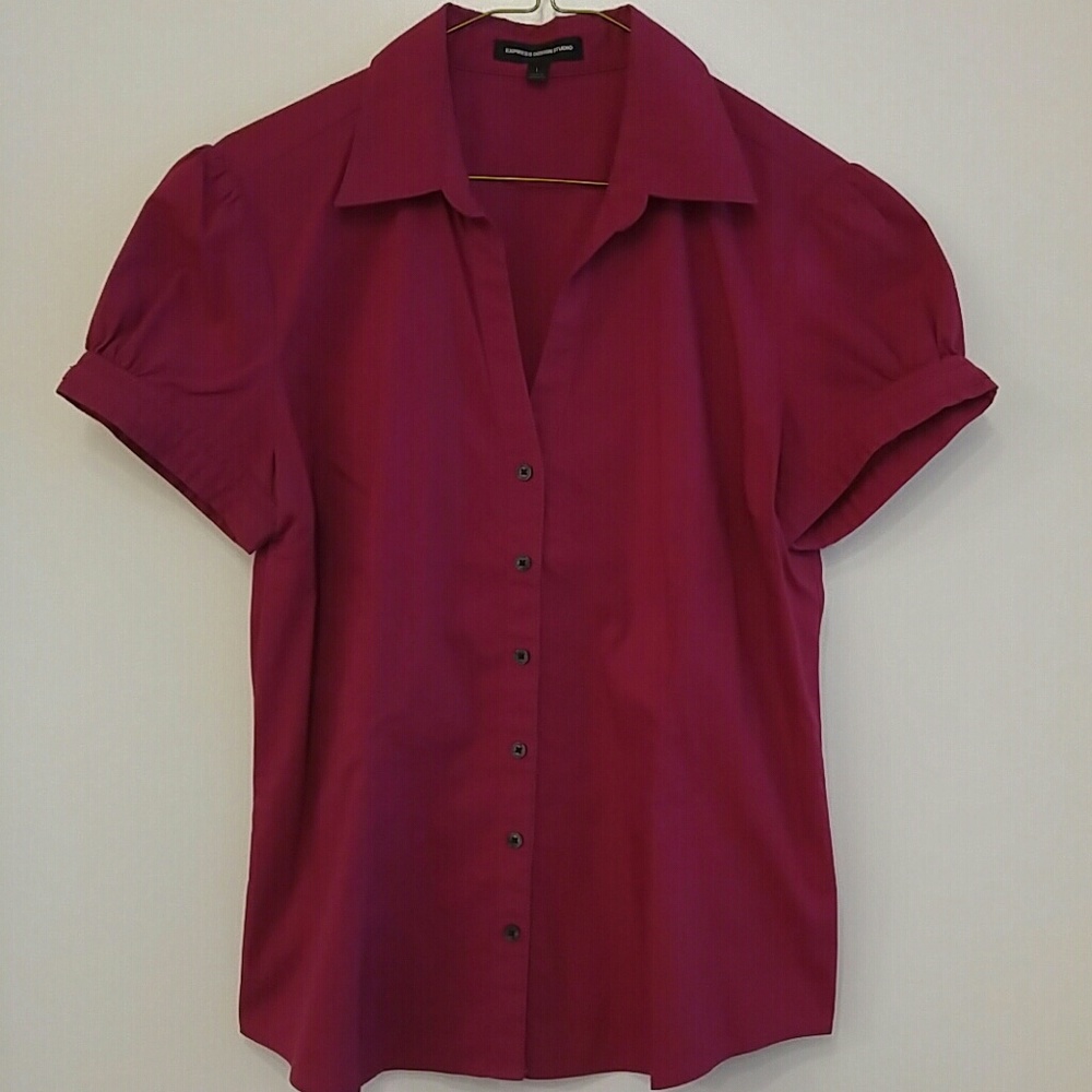 Dark Pink Classic Button-Down (Express)