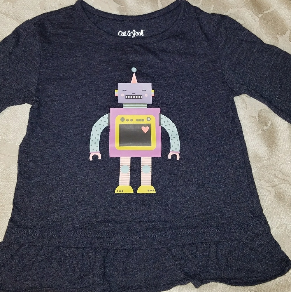 Toddler Girl Robot Peplum Tee