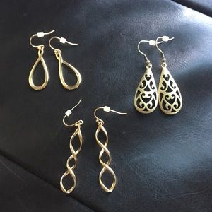 Set of 3 Gold Lia Sophia earrings