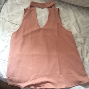 Blush Pink Top w/ Choker Like Color