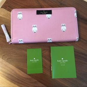 NWT Kate Spade Daycation Neda Zip Wallet Pink Owl