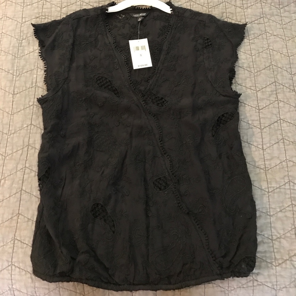 Embroidered Cross Front Top