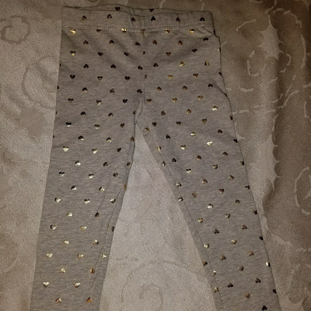 Toddler Girls Gold Heart Leggings