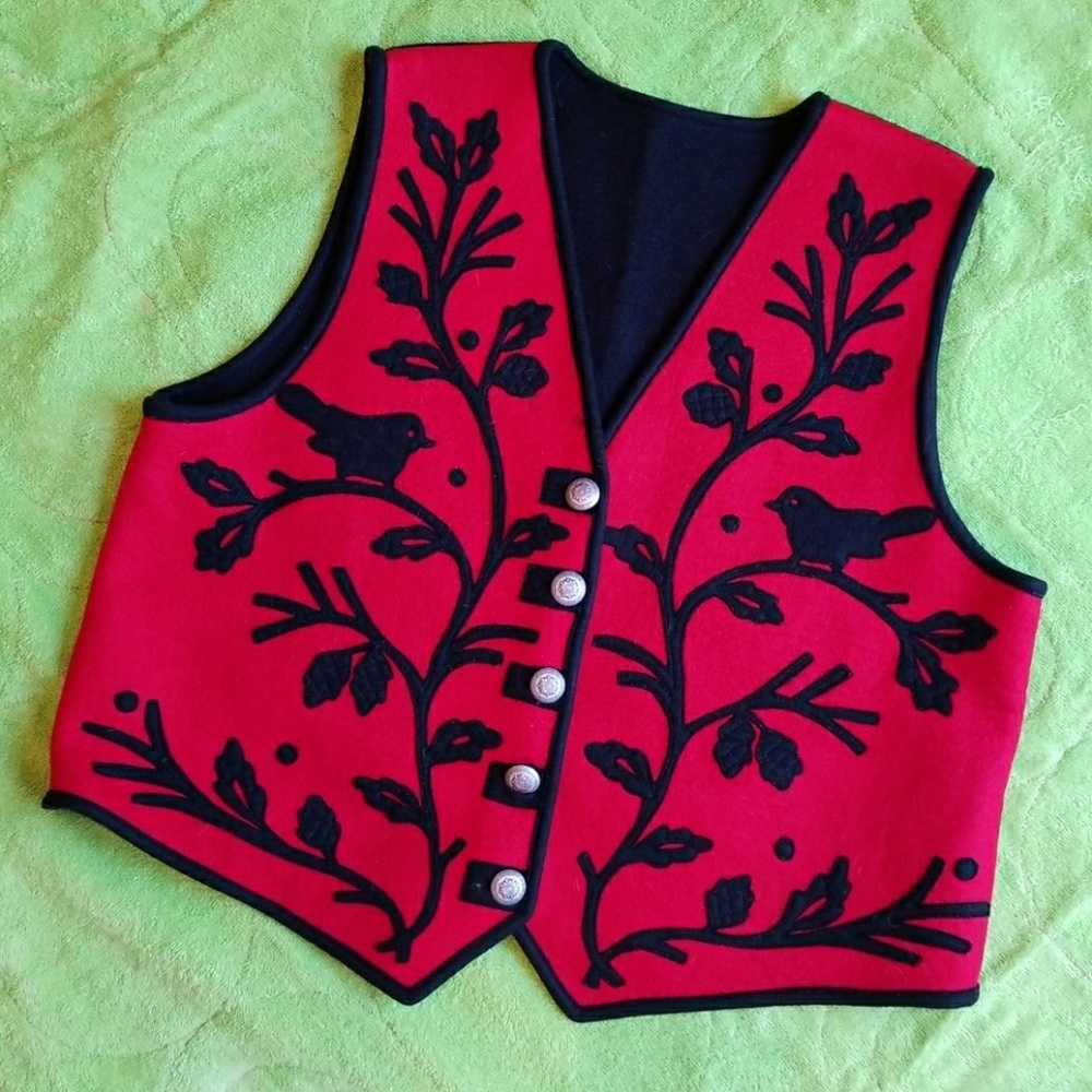 Red and black felted vest