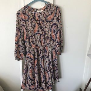 Lush print quarter length sleeve dress. Size M