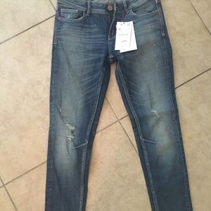 Zara straight leg distressed denim. New with tag