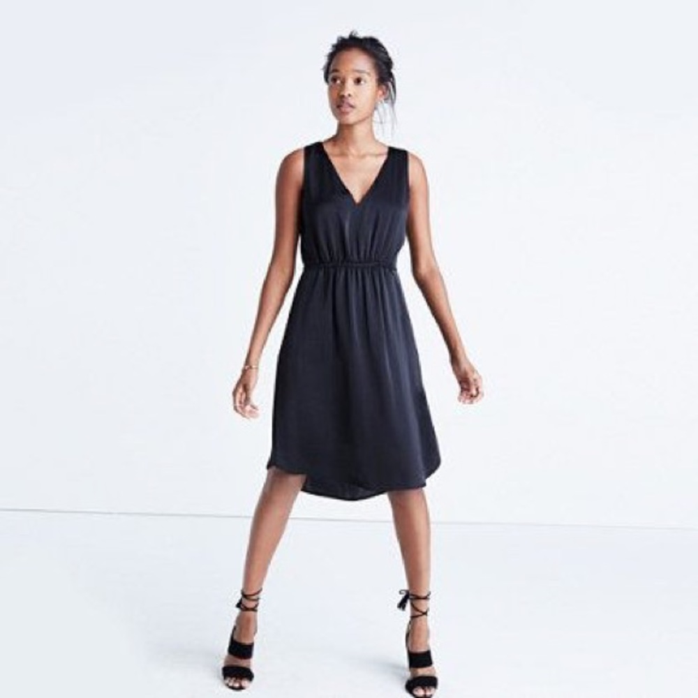MADEWELL Night Out - Black Shine Fabric Dress
