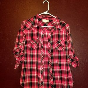 Pink plaid OP shirt