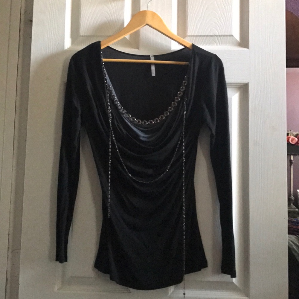 Cowl-neck Long Sleeve Tee
