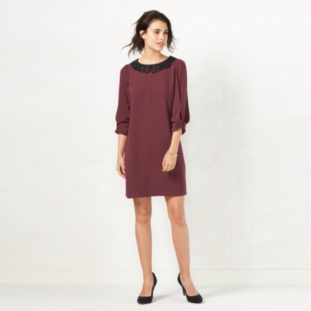LC Lauren Conrad Wine Embellished Shift Dress NWT - Picture 5 of 5