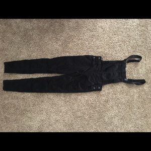 Black velvet overalls