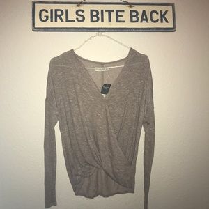Abercrombie beige brown wrap sweater