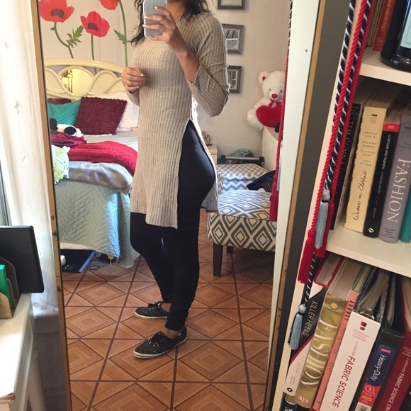 Tops - FALL CHIC OATMEAL LONG SWEATER WITH SLITS