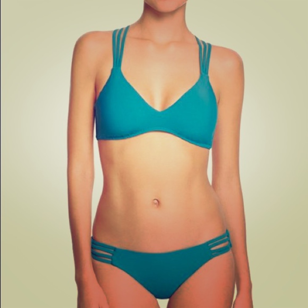 Red Carter Bikini Top (L) Hipster Bottom (M).