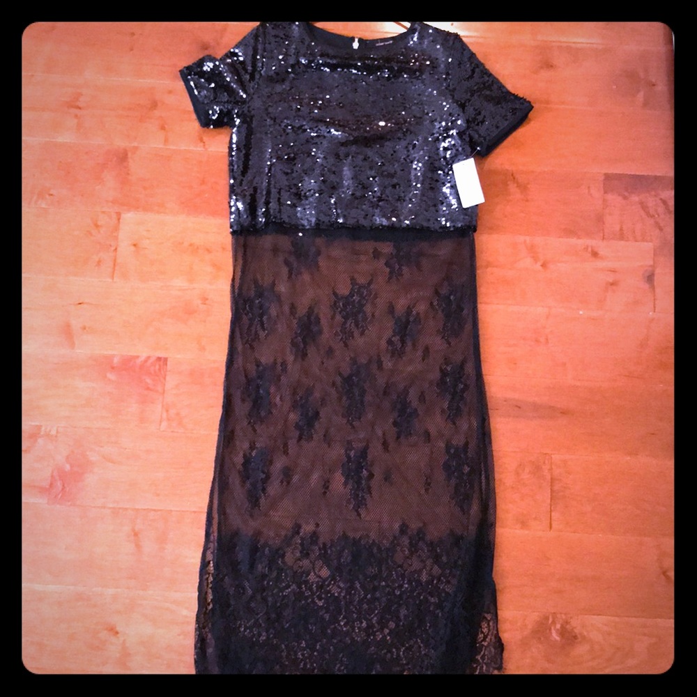 Black sequin top with lace