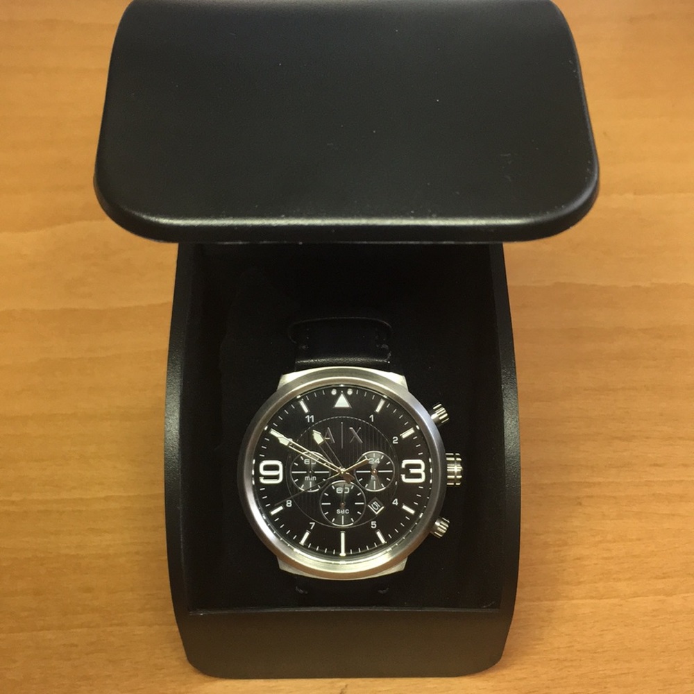 A | X Armani Exchange Black Leather Watch NWT
