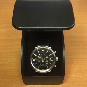 A | X Armani Exchange Black Leather Watch NWT