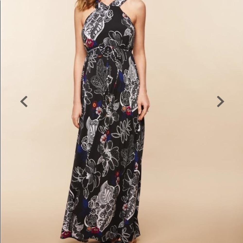 Black floral maternity maxi dress