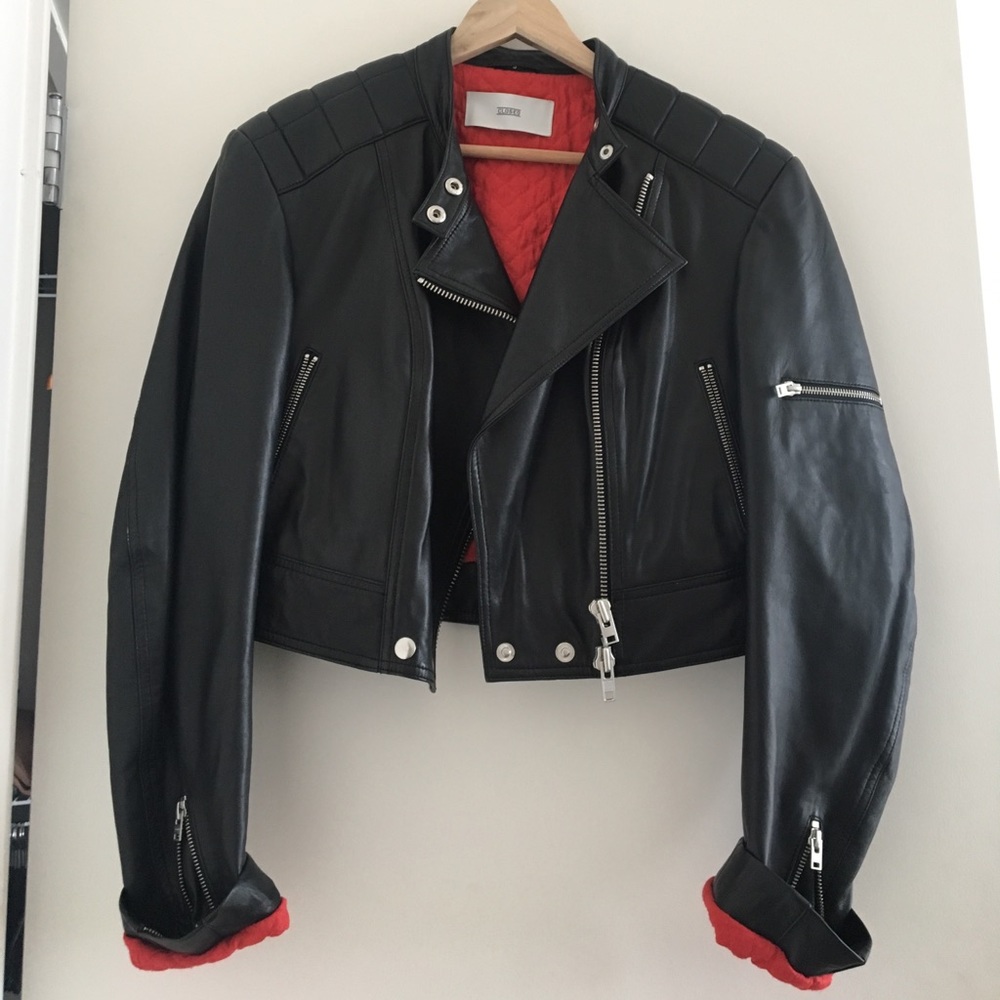CLOSED Genuine leather cropped moto - $80