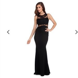 Black Lace Mesh Mermaid Gown