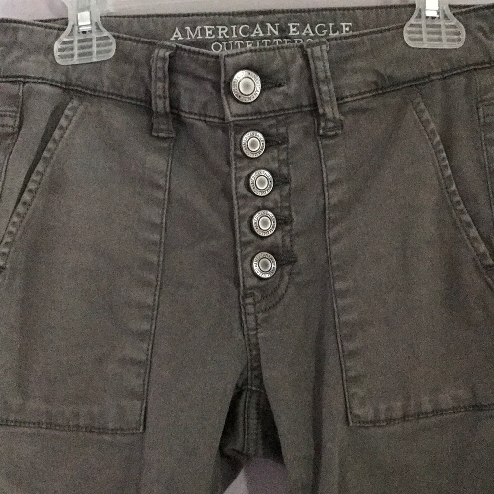 American eagle olive green/grey skinny jeans