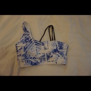 MPG sports bra blue and white