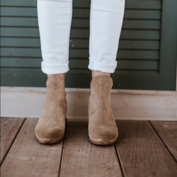 Chic Boho Suede Distressed Split Off V Bootie - Picture 3 of 8