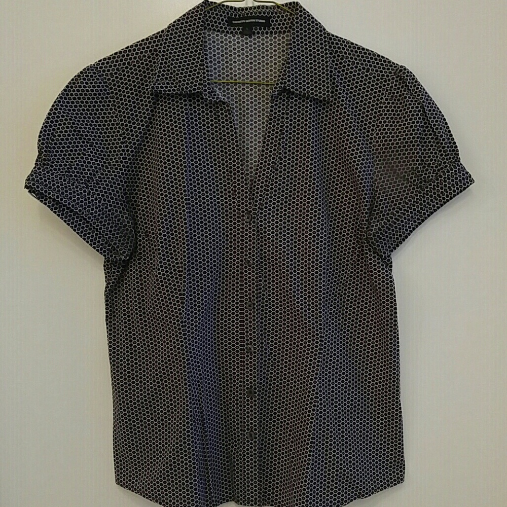 Black Patterned Classic Button-Down (Express)