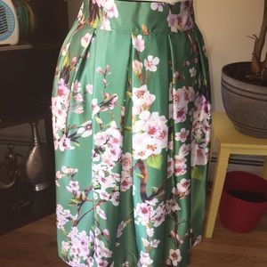 Brand new, never worn green floral midi skirt