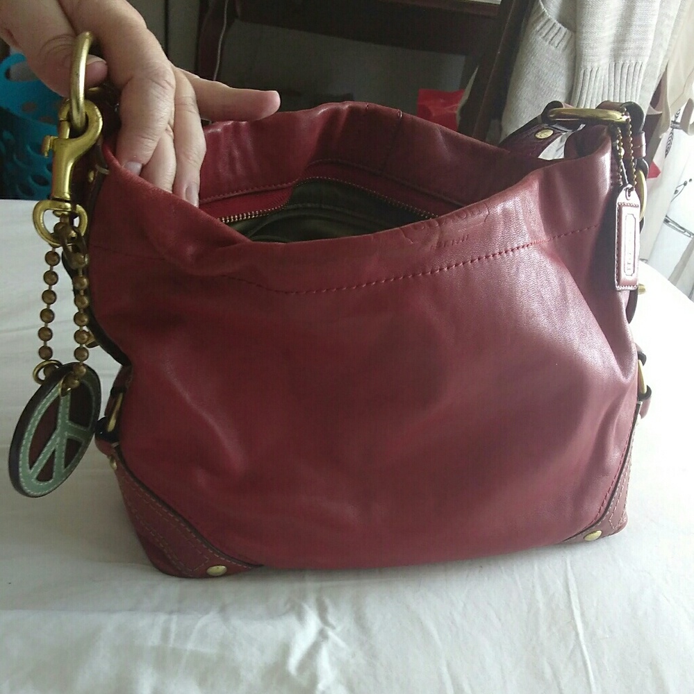 Coach Red Leather Carly Bag (with leather peace!)