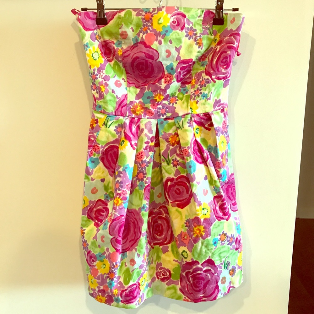 🌹 Tulle Size Small Floral Strapless w/ Pockets