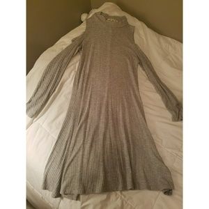 Cold shoulder ribbed swing dress