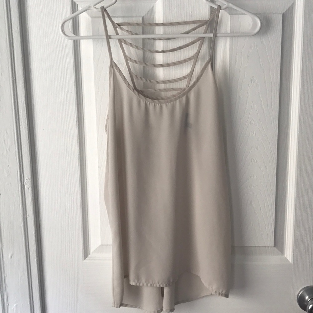 Beige tank top w/ caging detail