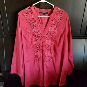 NWOT Dark Coral 3/4 Sleeve Tunic