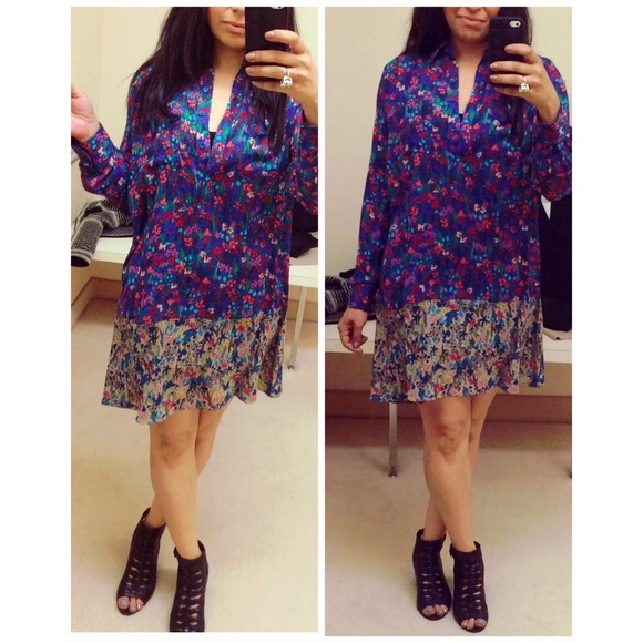 Bcbg Floral Button Up Flowy Shirtdress - Picture 2 of 5